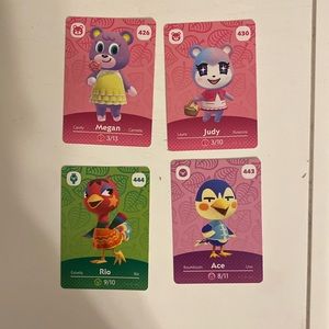 Set of 4 animal crossing new horizons unused amiibo cards